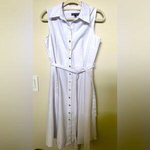 Sharagano White Sleeveless Midi Sundress
